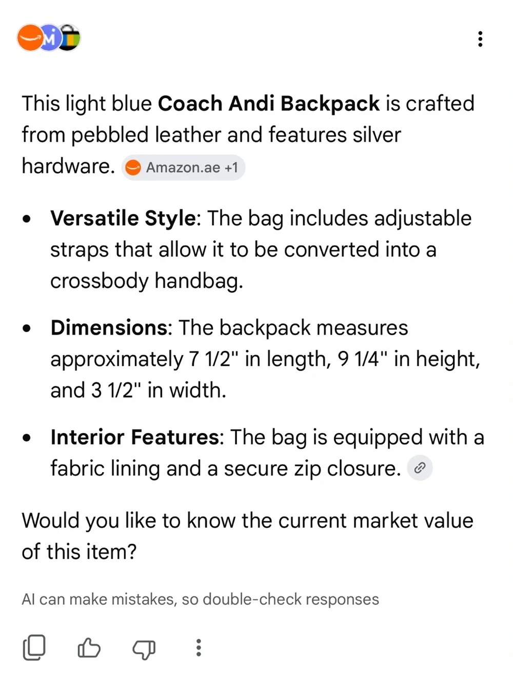 Coach Andi Sky Blue Pebbled Leather Mini Backpack